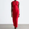 Midikleid mit gerafftem Schlüssellochausschnitt