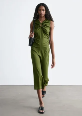 Midikleid mit gerafftem Schlüssellochausschnitt
