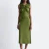 Midikleid mit gerafftem Schlüssellochausschnitt