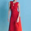 Midikleid mit gerafftem Schlüssellochausschnitt