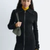 Midikleid mit geripptem Stoff und Reißverschluss vorne