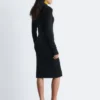Midikleid mit geripptem Stoff und Reißverschluss vorne
