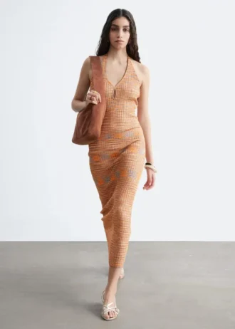 Midikleid mit Spacedye-Effekt und Neckholder