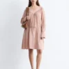 Minikleid mit V-Ausschnitt und Kordelzug