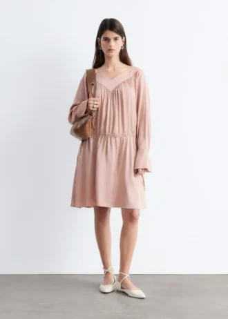 Minikleid mit V-Ausschnitt und Kordelzug