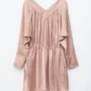 Minikleid mit V-Ausschnitt und Kordelzug