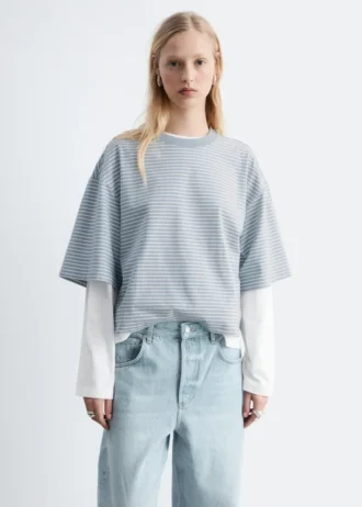 Oversized-T-Shirt aus Baumwolle mit Streifenmuster
