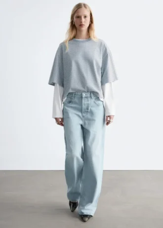 Oversized-T-Shirt aus Baumwolle mit Streifenmuster