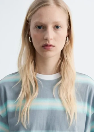 Oversized-T-Shirt aus Baumwolle mit Streifenmuster