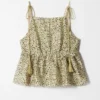 Peplum-Top mit Rüschen und Trägern