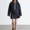 Plissierter Denim-Minirock
