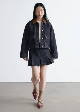 Plissierter Denim-Minirock