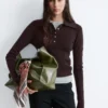 Polo-Shirt aus Merinowolle mit Rippstrick