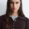 Polo-Shirt aus Merinowolle mit Rippstrick