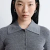 Polo-Shirt aus Merinowolle mit Rippstrick