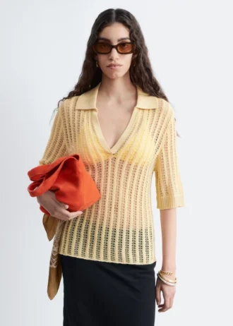 Polo-Shirt aus offenem Strick