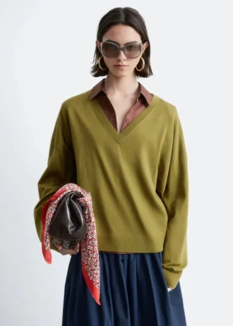 Pullover aus Merinowolle mit V-Ausschnitt