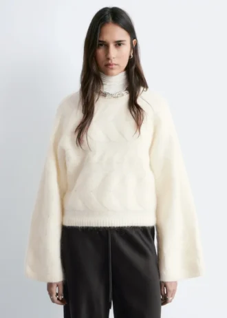 Pullover aus Mohair-Mischung mit Zopfmuster