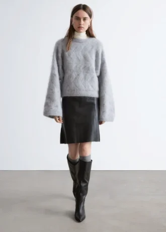 Pullover aus Mohair-Mischung mit Zopfmuster