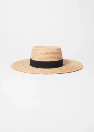Raffia-Strohhut mit Ripsbandbesatz