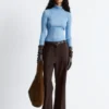 Rippgestrickter Lurex-Rollkragenpullover
