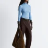 Rippgestrickter Lurex-Rollkragenpullover