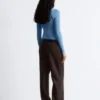 Rippgestrickter Lurex-Rollkragenpullover