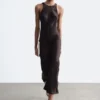 Ärmelloses Midikleid aus Satin