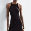 Ärmelloses Midikleid aus Satin