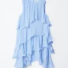 Ärmelloses Minikleid mit Rüschen