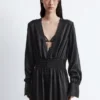 Satin-Midi-Shirtkleid