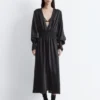 Satin-Midi-Shirtkleid