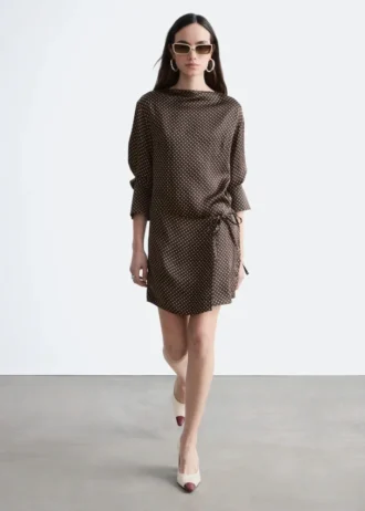 Satin-Minikleid mit Bindeband