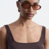 Schlanke Sonnenbrille mit ovalem Rahmen
