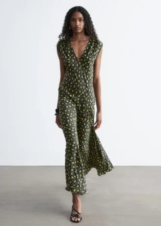 Seiden-Maxikleid mit V-Ausschnitt