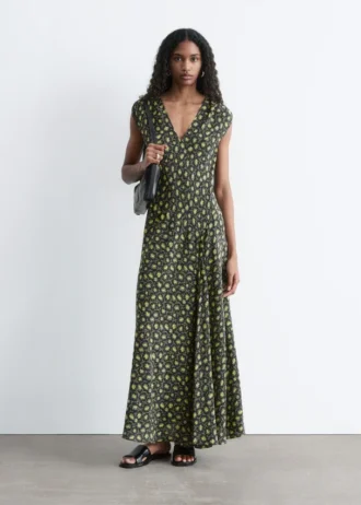 Seiden-Maxikleid mit V-Ausschnitt