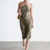 Seiden-Midikleid mit Neckholder