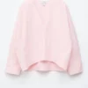 Skulpturale Baumwoll-V-Ausschnitt-Bluse