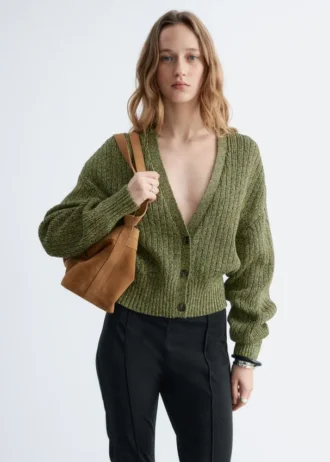 Strick-Cardigan aus Baumwolle mit Rippstrick