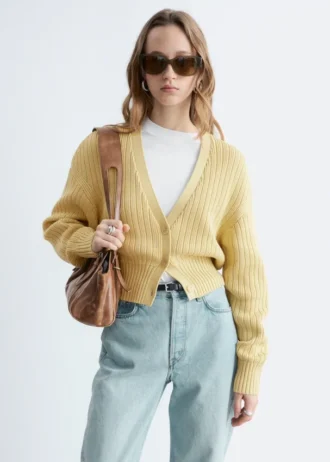 Strick-Cardigan aus Baumwolle mit Rippstrick
