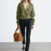 Strick-Cardigan aus Baumwolle mit Rippstrick