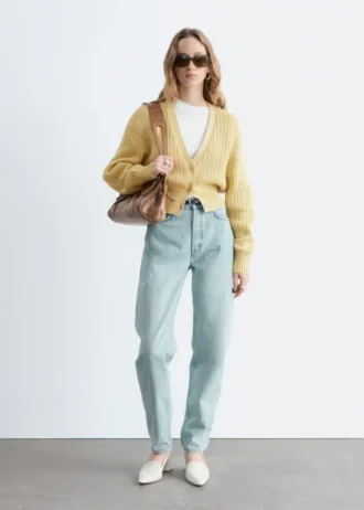 Strick-Cardigan aus Baumwolle mit Rippstrick