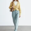 Strick-Cardigan aus Baumwolle mit Rippstrick