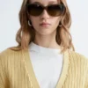Strick-Cardigan aus Baumwolle mit Rippstrick