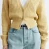 Strick-Cardigan aus Baumwolle mit Rippstrick
