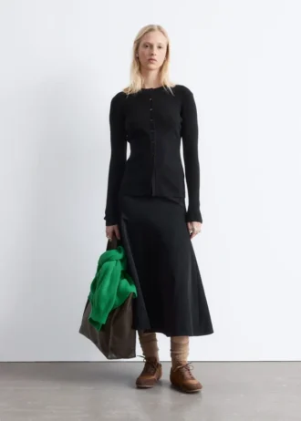 Strick-Cardigan aus Merinowolle mit Rippmuster