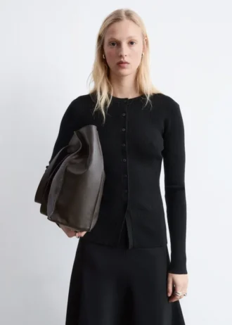 Strick-Cardigan aus Merinowolle mit Rippmuster