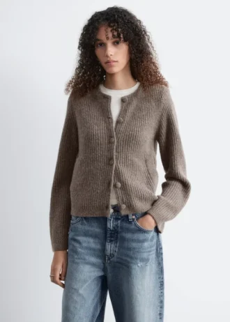 Strick-Cardigan mit Rippbündchen