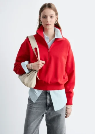 Sweatshirt mit Trichterkragen und Reißverschluss