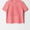 T-Shirt mit Blumenapplikationen